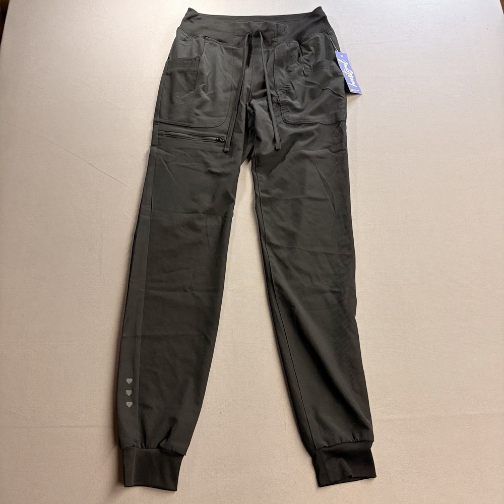 HeartSoul Break On Through Scrub Jogger Pants Women XS Tall Black HS030T NWT
